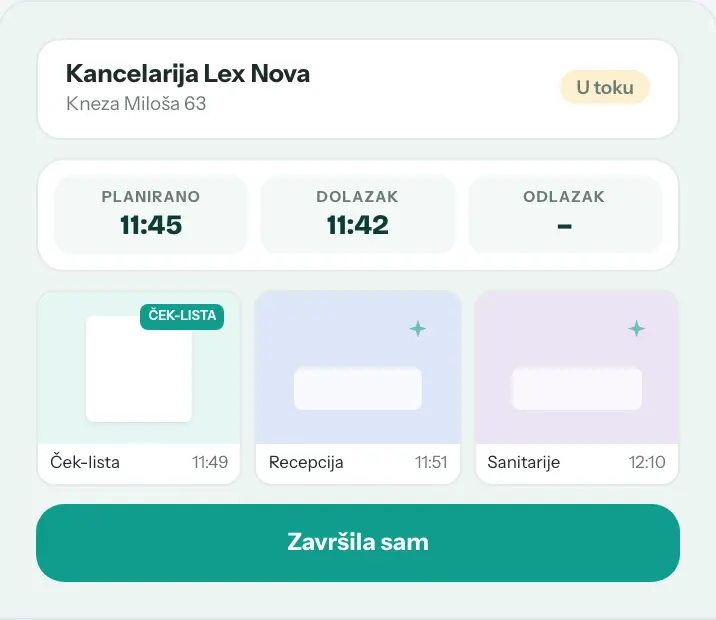 Ekran radnice: lokacija u toku